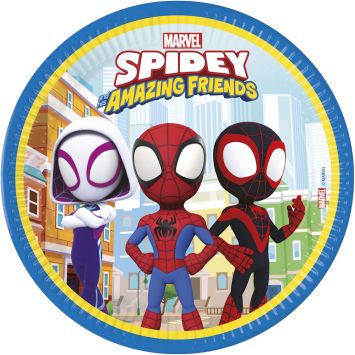 8 assiettes en carton - Diamètre 23 cm - Spidey et ses amis extraordinaires™