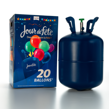 Une bouteille d'hélium idéale pour gonfler 20 ballons avec Jour de Fête.