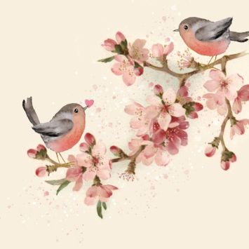 20 serviettes en papier - 33 x 33 cm - Atelier "Oiseaux sur branche"