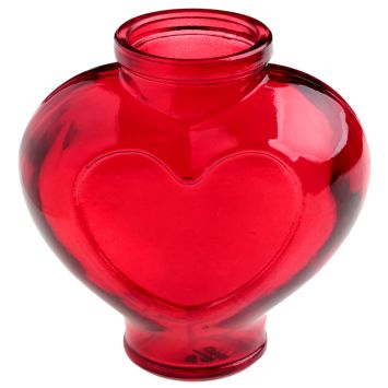 Vase en forme de cœur rouge en verre - 12 x 6 x 11,5 cm