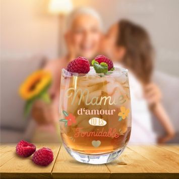 Verre à eau "Mamie d'Amour, tu es formidable" - Collection Mamie Chérie