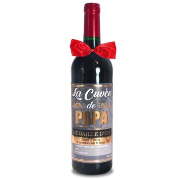Bouteille de vin rouge humoristique - La cuvée de Papa