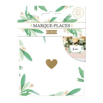 Craquez pour ces jolis marque-places blancs aux motifs de tiges d'oliviers pour votre mariage | jourdefete.com
