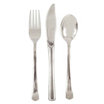 Sachet de 18 Couverts Réutilisables - Argent | jourdefete.com