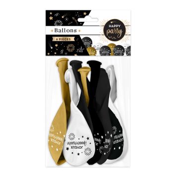 8 ballons en latex "Joyeux Anniversaire" - 30 cm - Collection Happy Party