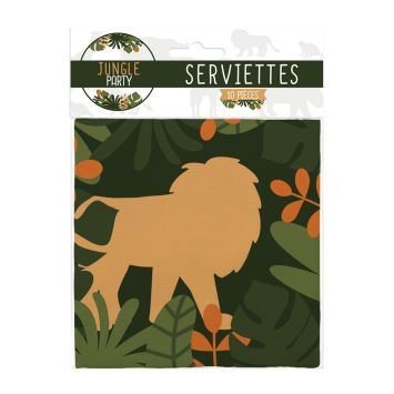 10 serviettes "Joyeux Anniversaire" en papier - 26 x 26 cm - Collection Jungle Party